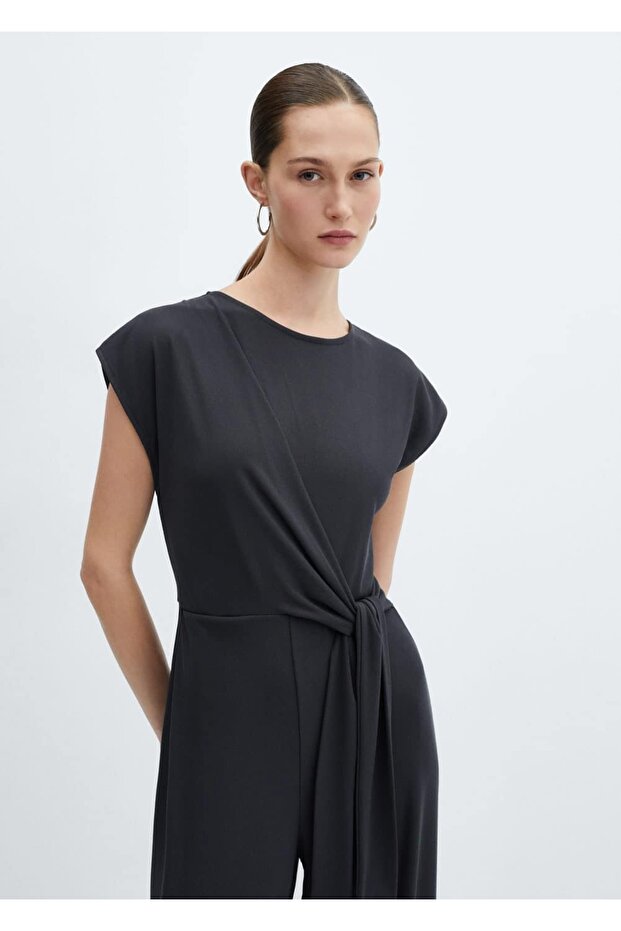 Bağ detaylı uzun tulum - 1