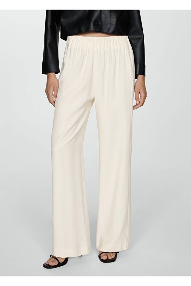 Elastik belli wideleg pantolon - 1