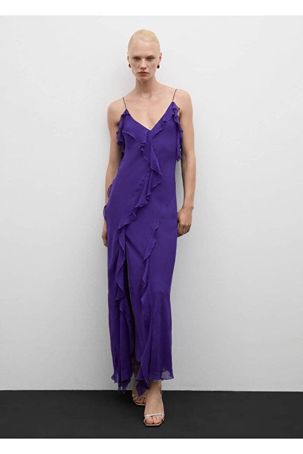 Fırfırlı şifon elbise - 2