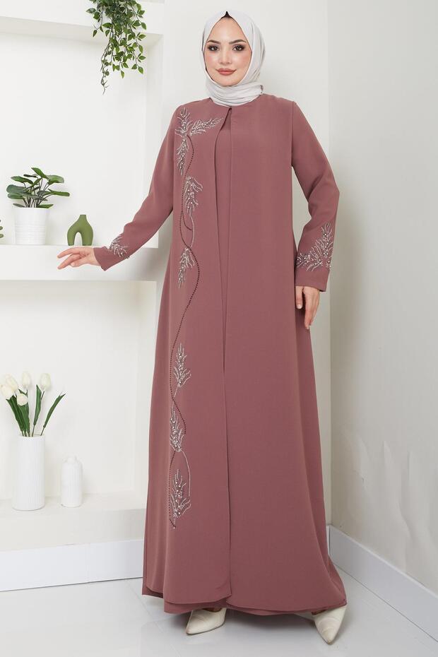 فستان الأمهات مقاس كبير بتصميم أوراق الشجر HM2350