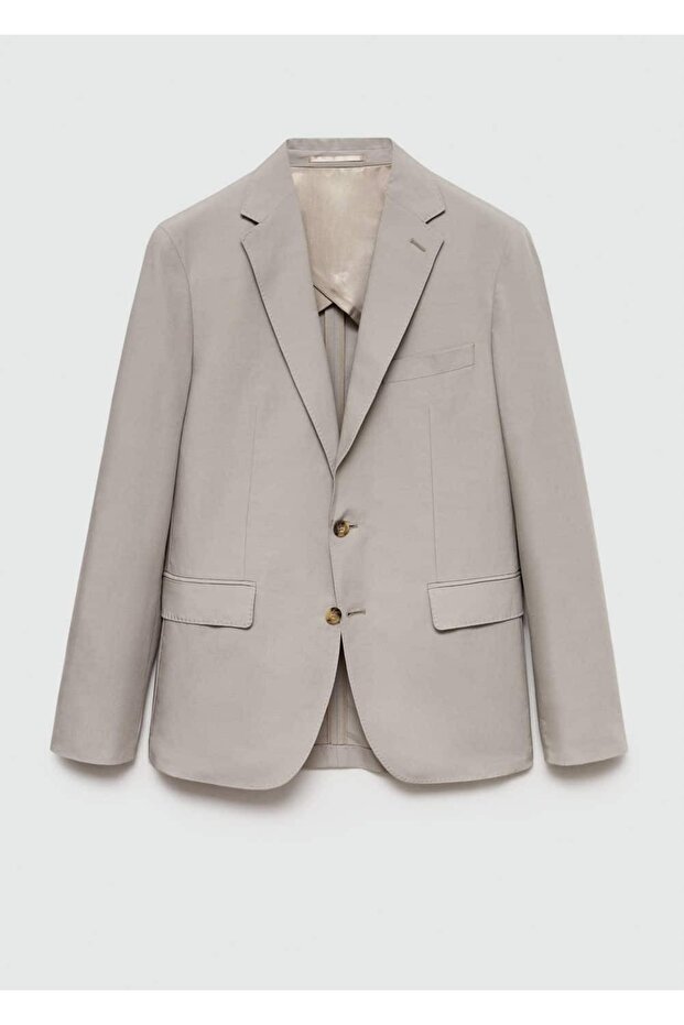 Slim fit keten karışımlı blazer ceket - 3