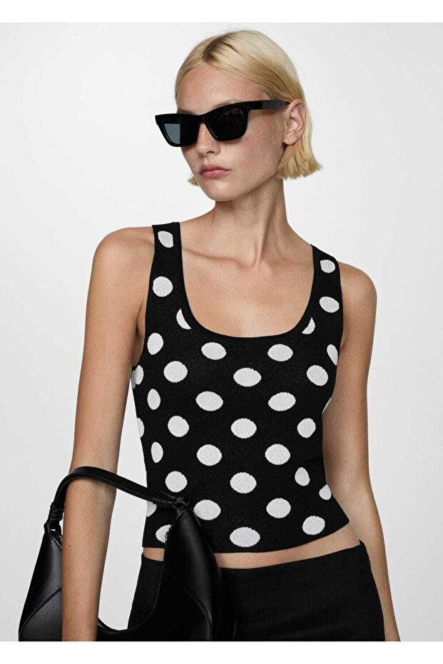 Puantiyeli triko bluz - 1