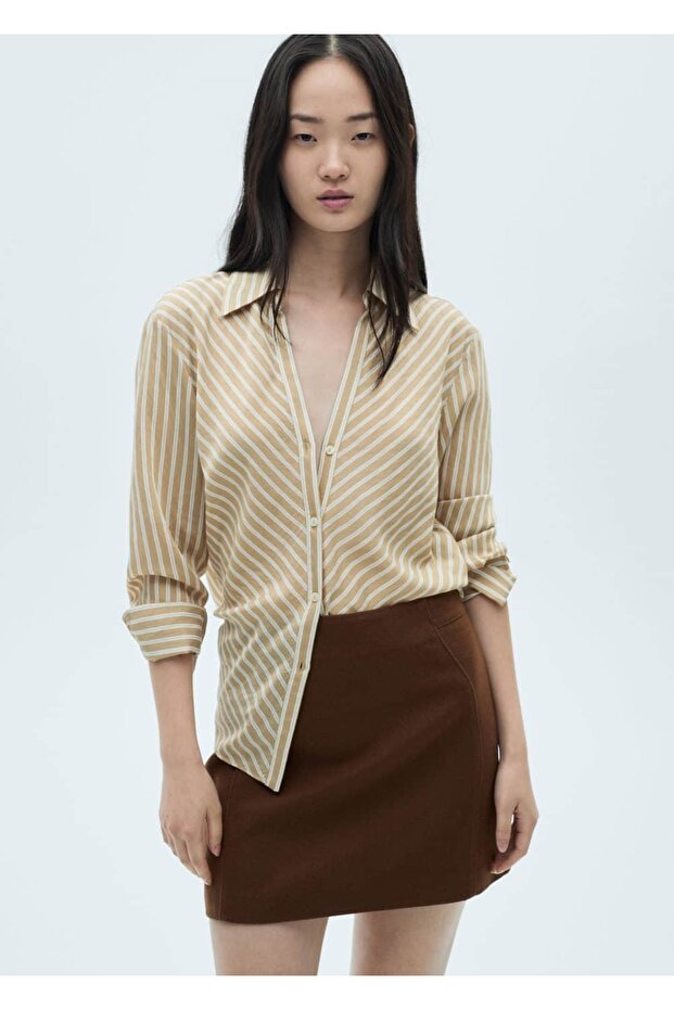Çizgili dökümlü gömlek - 6