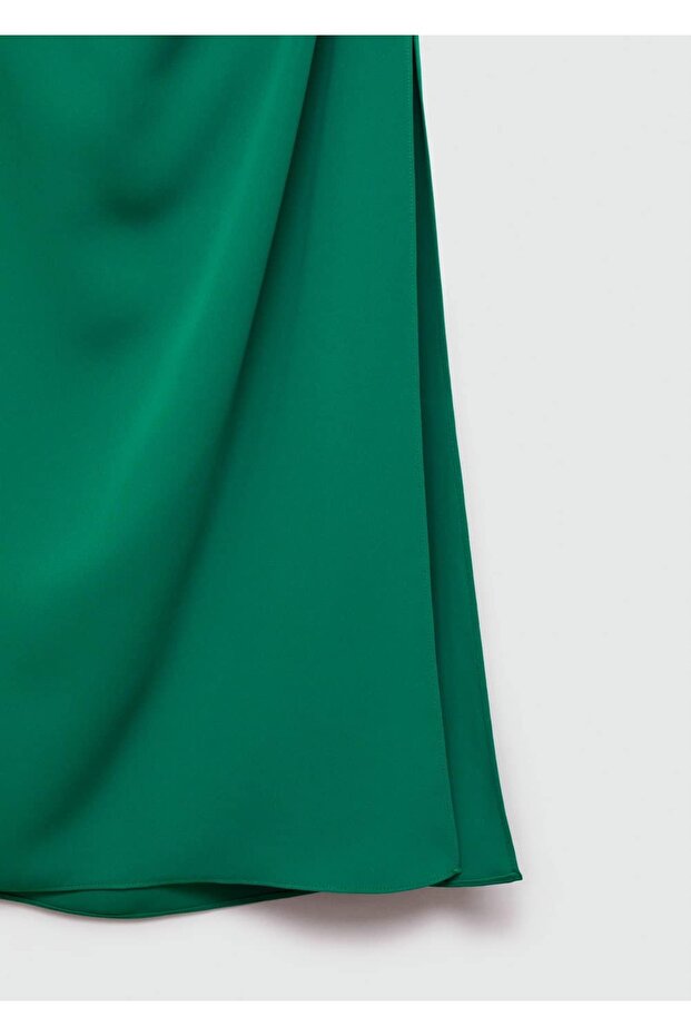 Drape detaylı asimetrik elbise - 5