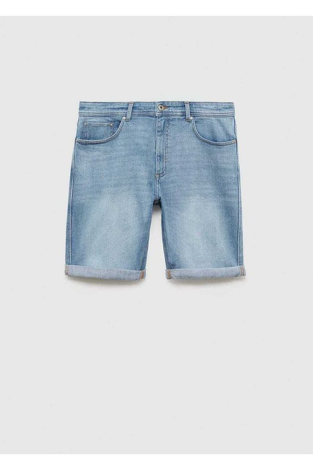 Slim fit kot bermuda şort - 3