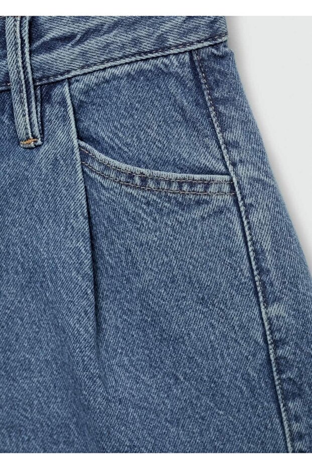 Paçaları dikişsiz denim şort - 5