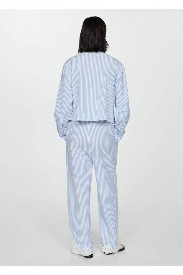 İşlemeli çizgili gömlek - 4