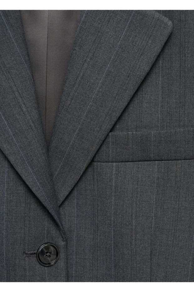 İnce Çizgili Blazer Ceket - 5