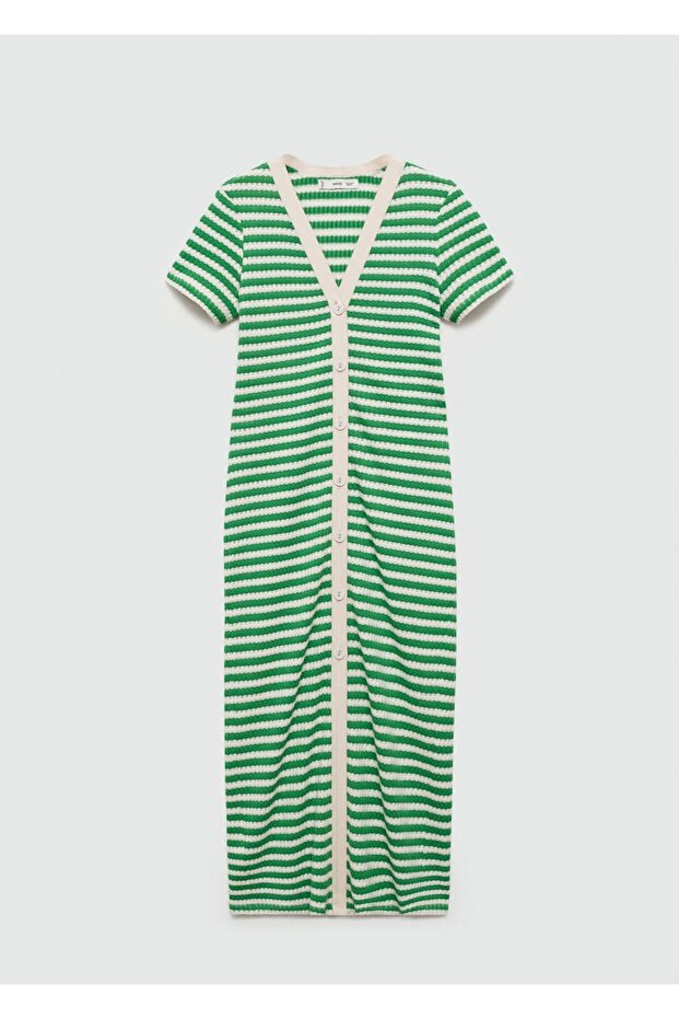 Düğmeli Tığ Işi Elbise - 3