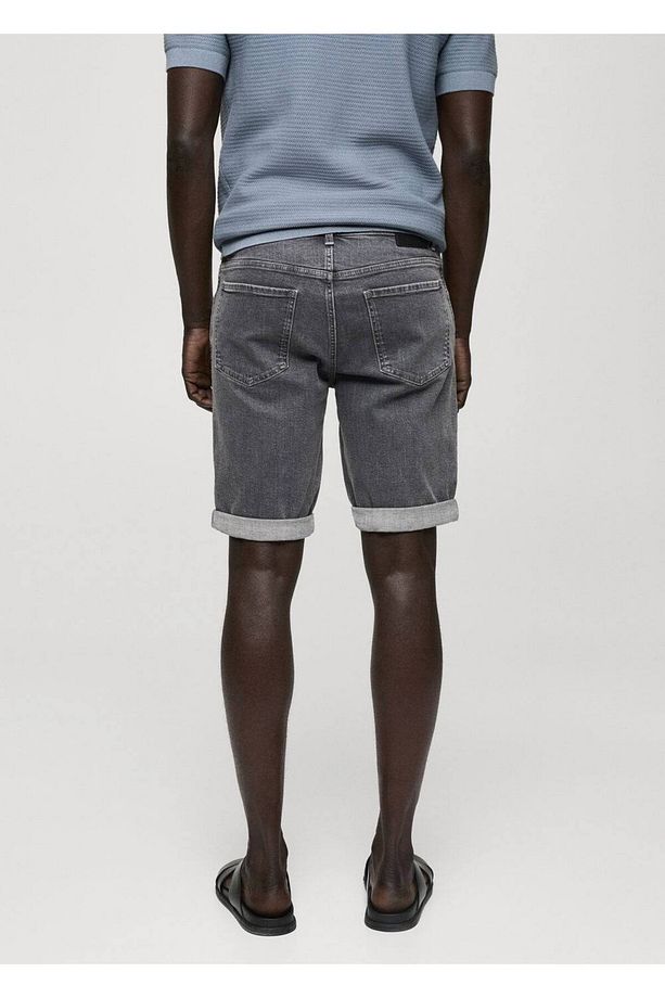 Slim fit kot bermuda şort - 4