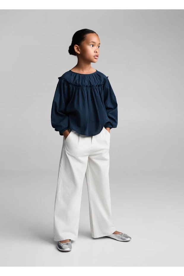 İşlemeli puantiyeli bluz - 1