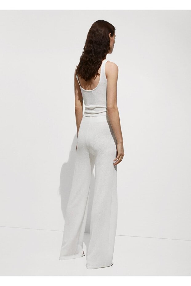 Düz kesim triko pantolon - 4