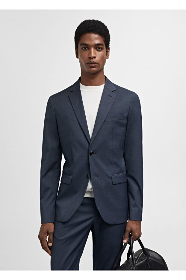 Streç kumaştan süper dar kesim blazer ceket - 1
