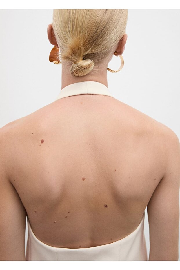 Mücevher Düğmeli Halter Yaka Yelek - 6