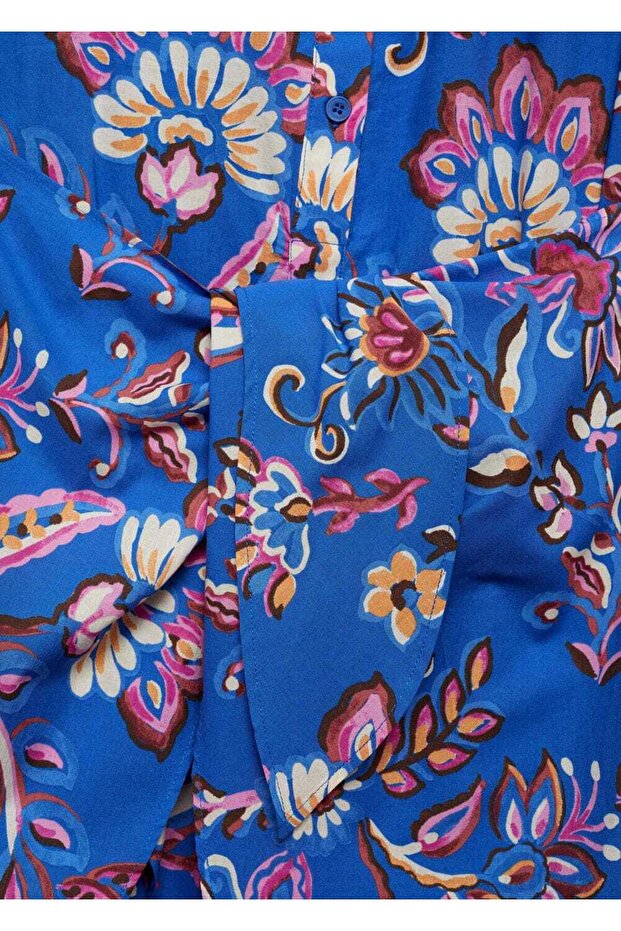 Blumenmusterkleid mit Bindedetail - 7