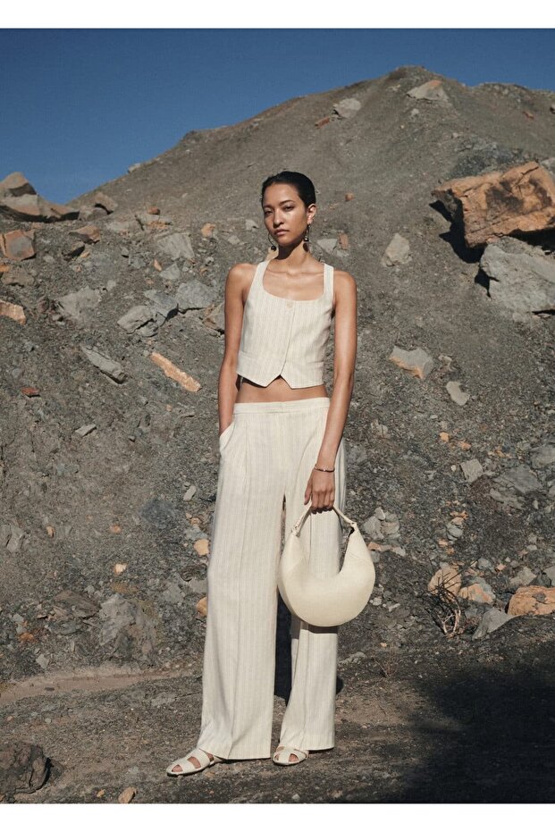 Düz çizgili pantolon - 7