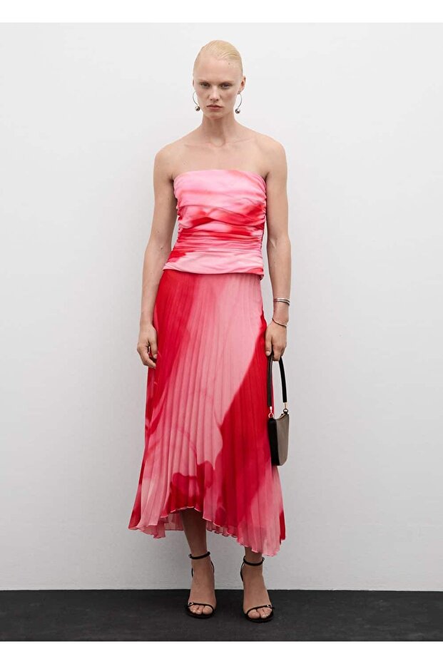 Desenli pilili etek - 2