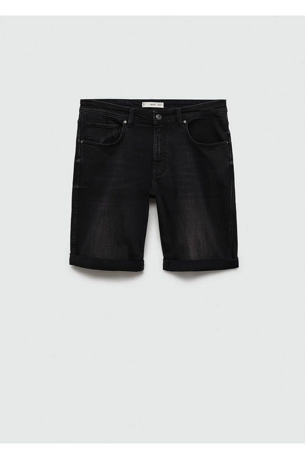 Slim fit kot bermuda şort - 3