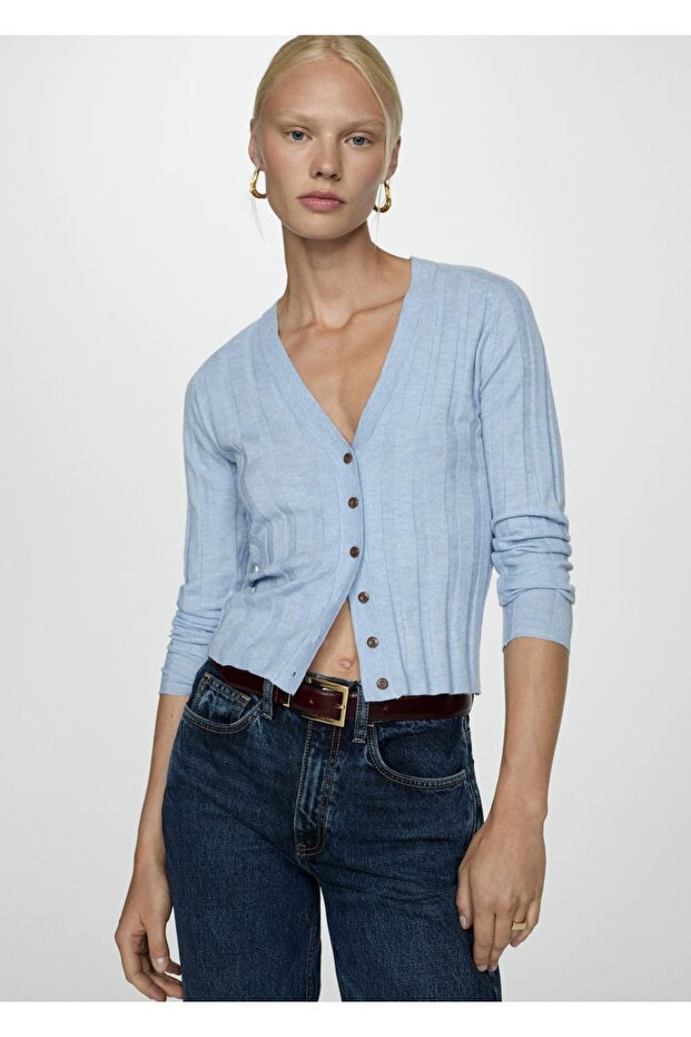 Düğmeli triko hırka - 1