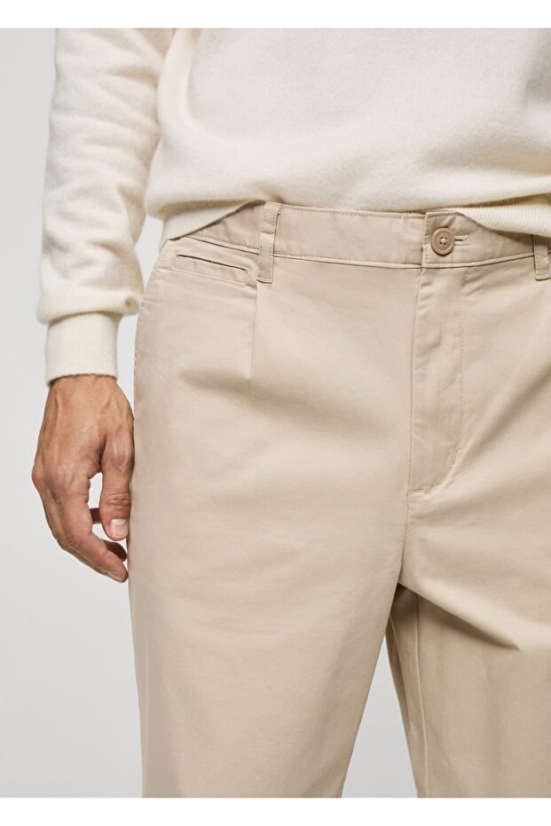 Regular kesim pilili pamuklu pantolon - 7