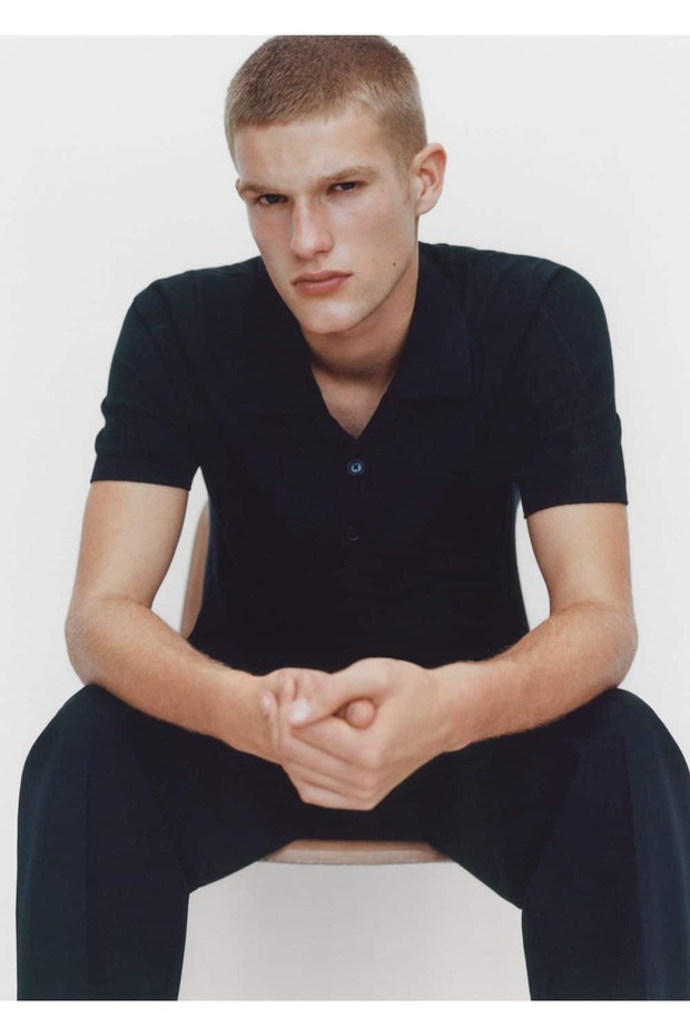 İnce Çizgi Dokumalı Polo - 7