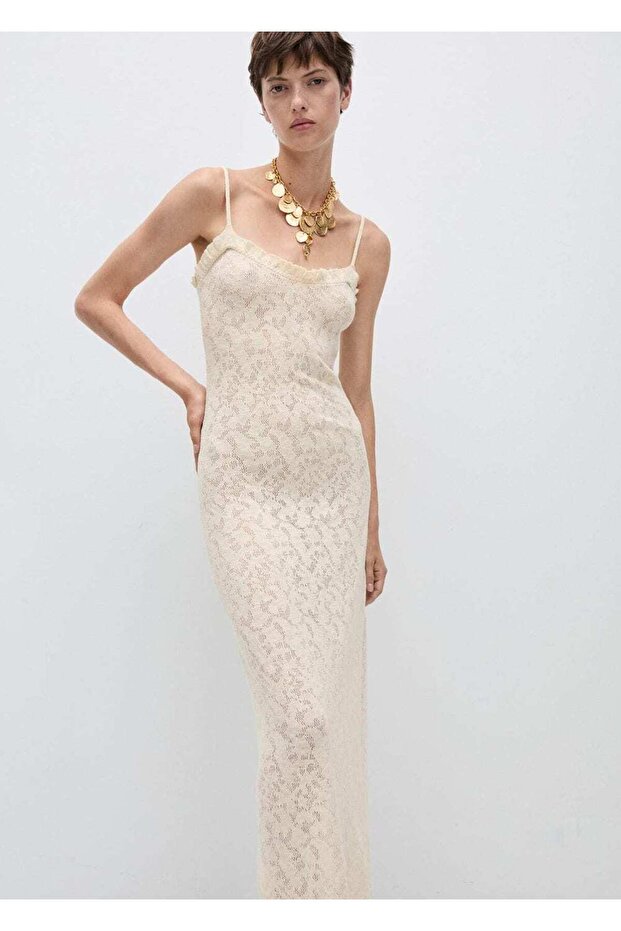 Ajur detaylı örgü elbise - 1