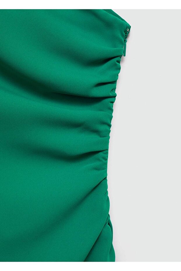 Drape detaylı asimetrik elbise - 8