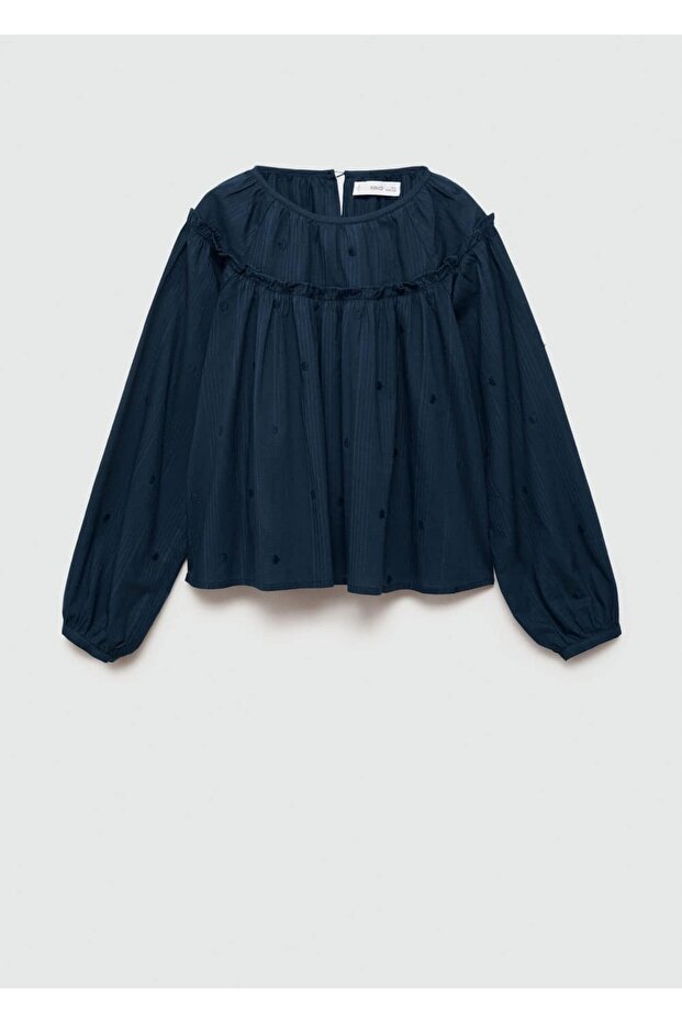 İşlemeli puantiyeli bluz - 2