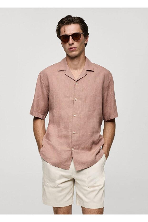 %100 keten regular kesim gömlek - 1