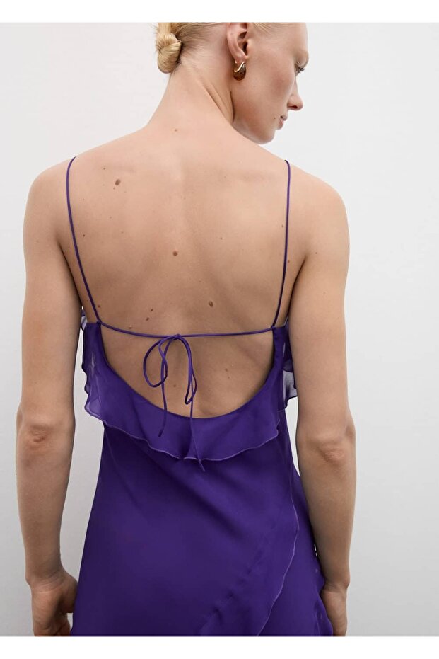 Fırfırlı şifon elbise - 6