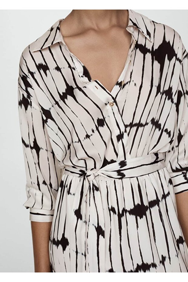 Desenli gömlek elbise - 5