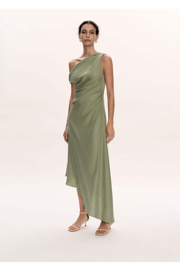 Asimetrik pilili elbise - 5