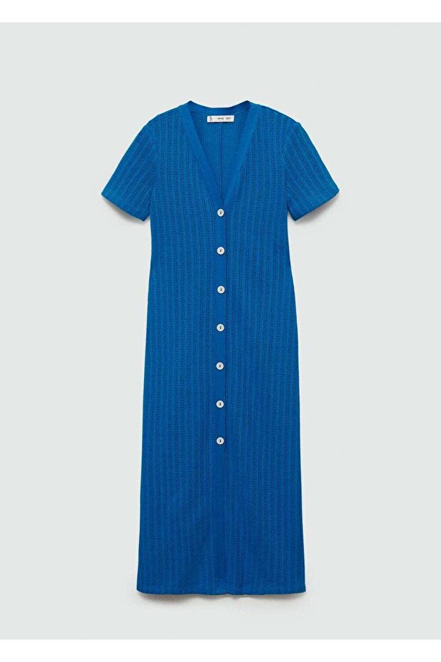 Düğmeli tığ işi elbise - 3