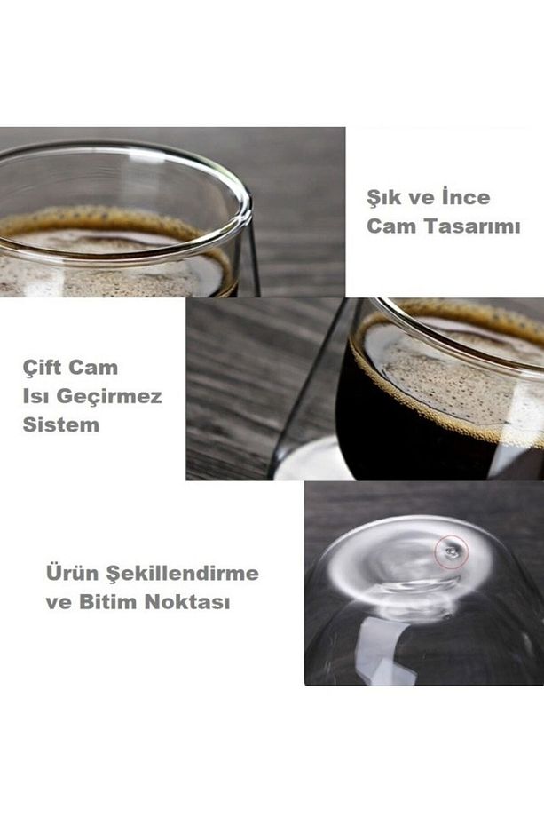 Çift Cidarlı Bardak Espresso Bardağı 6 Adet 80ml - 9