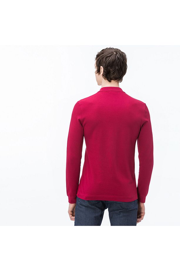 L.12.12 Erkek Slim Fit Uzun Kollu Bordo Polo - 2
