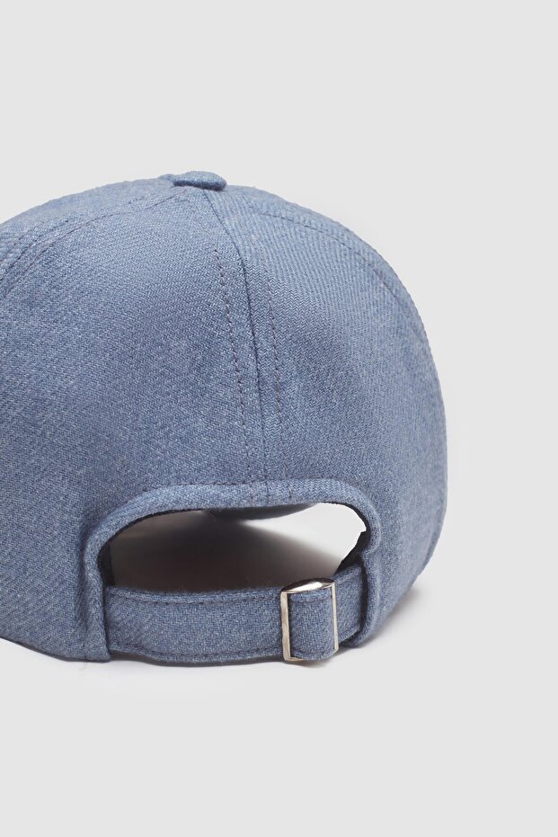 قبعة من مزيج الصوف الأزرق السادة - 3