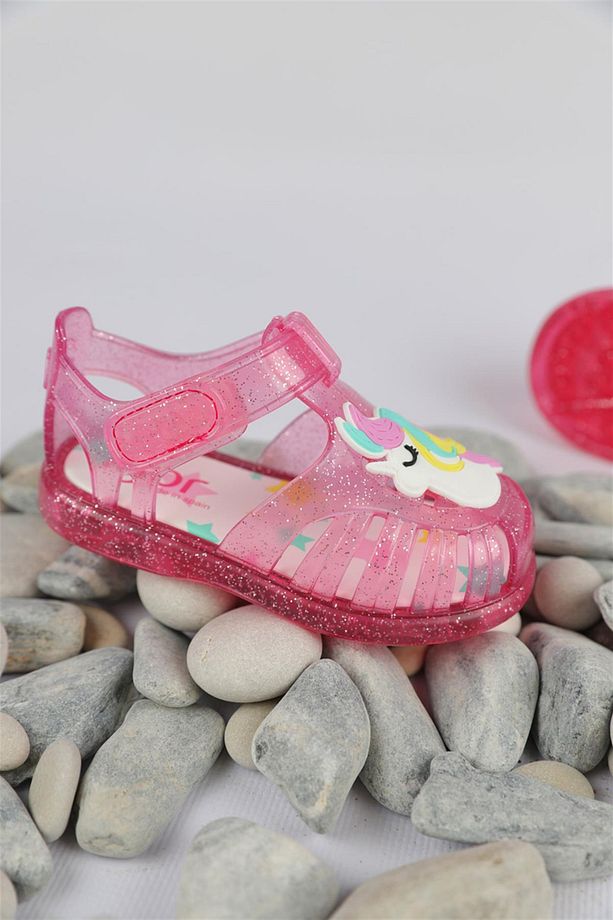 19 - 25 Numara Kız Çocuk Fuşya Tobby Gloss Unicorn Sandalet - 1