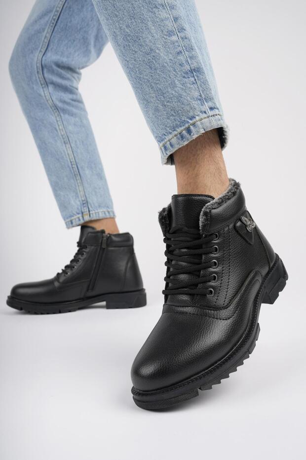 Canyon garantált fűzős cipzáras férfi téli csizma belső szőrmével - 4