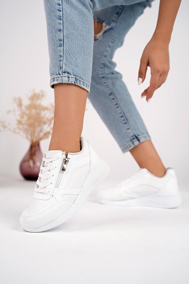 Asel garantált női ortopéd napi fűzős, oldalsó cipzáras kényelmes sportcipő - 4