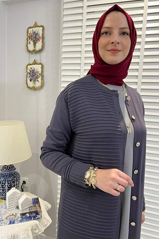 Manolya Antrasit Triko Hırka - 3