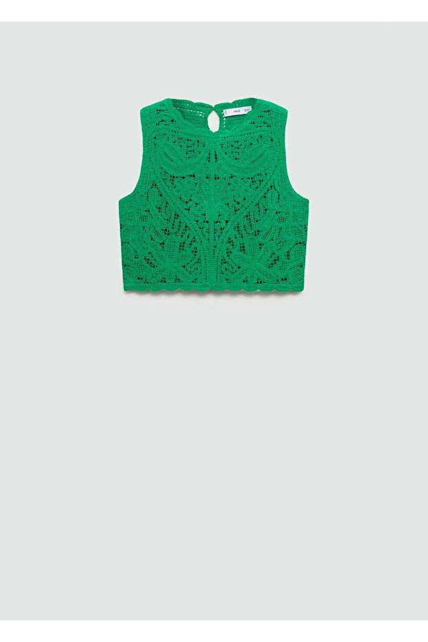 Kroşe çiçekli bluz - 3