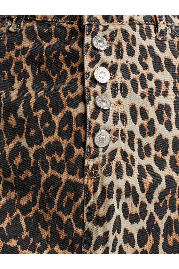 80569 تنورة دينم منقوشة بنقشة الفهد - بني - 4