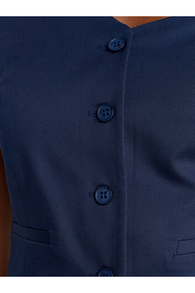 Синій асиметричний жилет - 60555 Модель - 4