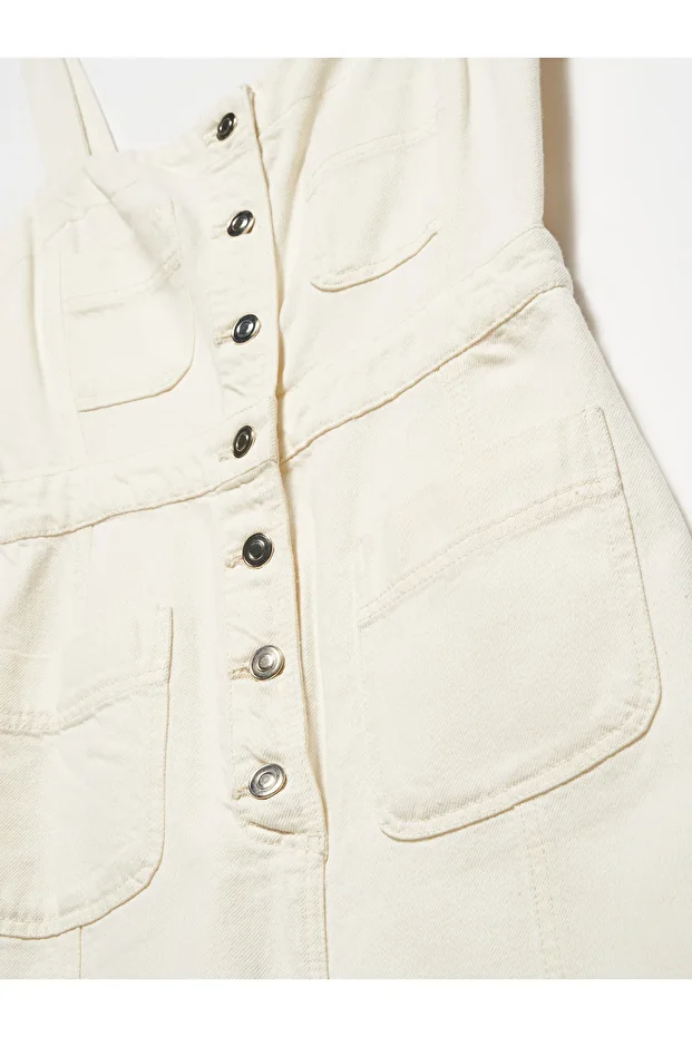 90767 Denim Midi Elbise-natural - 7