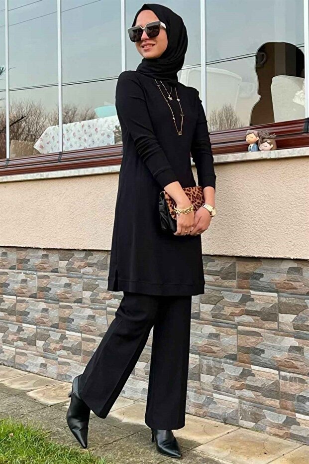 Siyah Örme Basic Takım - 3