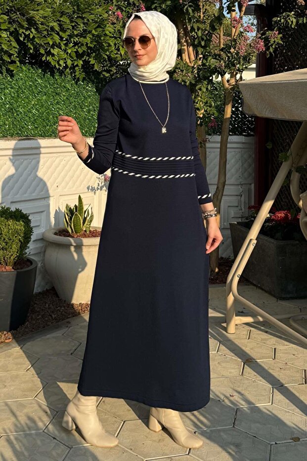 Samanyolu Lacivert Triko Elbise - 5