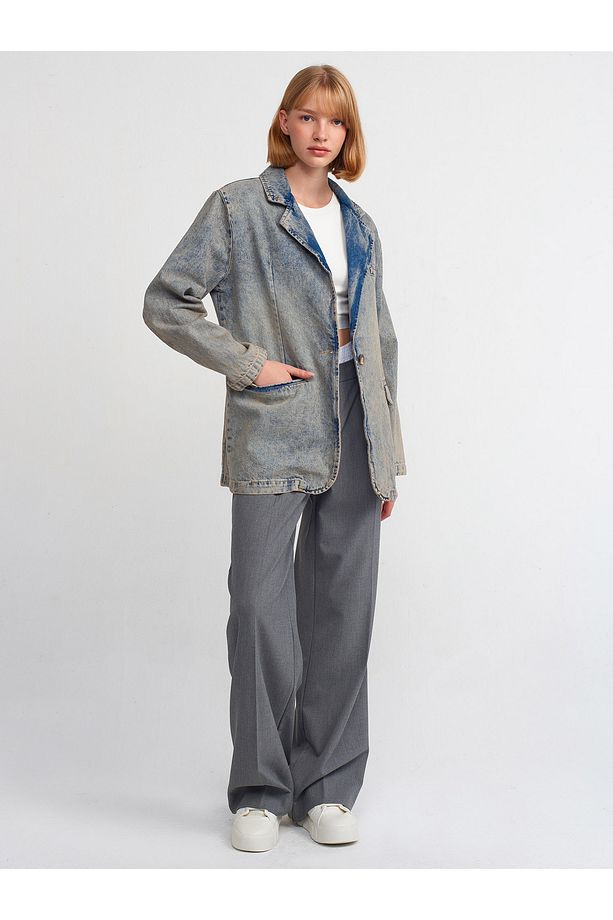 65337 Kar Yıkama Denim Ceket-Tint - 3