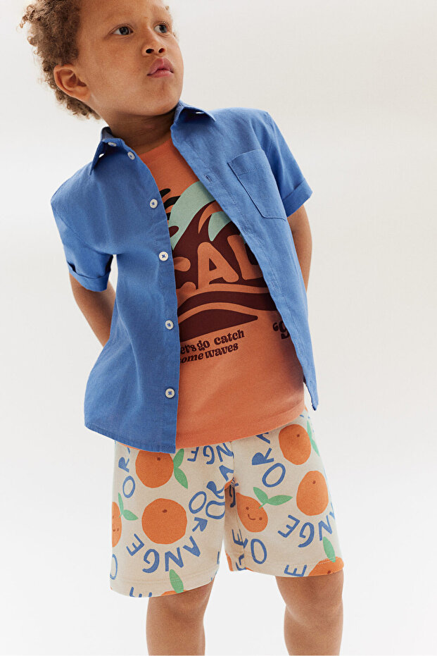 Baskılı Sweatshirt Şort - 3