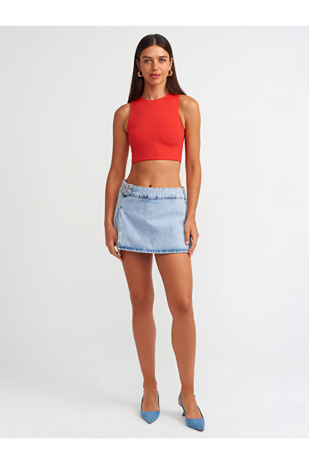20902 Model Red Polyamide Crop Top - 3