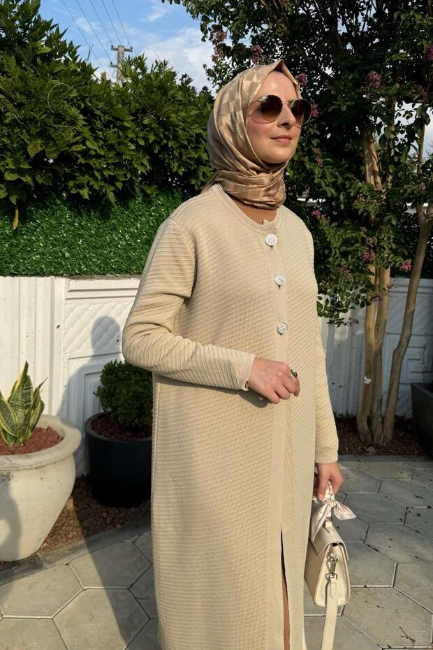 Sinem Çelik Örme Triko Hırka Taş - 4